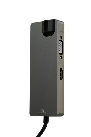 L'avvento Type-C Hub 8in 1, 2 USB 3.0, HDMI 4K, VGA, TF Card, RJ45, 87W PD Power Output