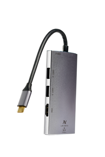 L'avvento Type-C Hub 5in 1, 2 USB 2.0, HDMI 4K, RJ45, 87W PD Power Output