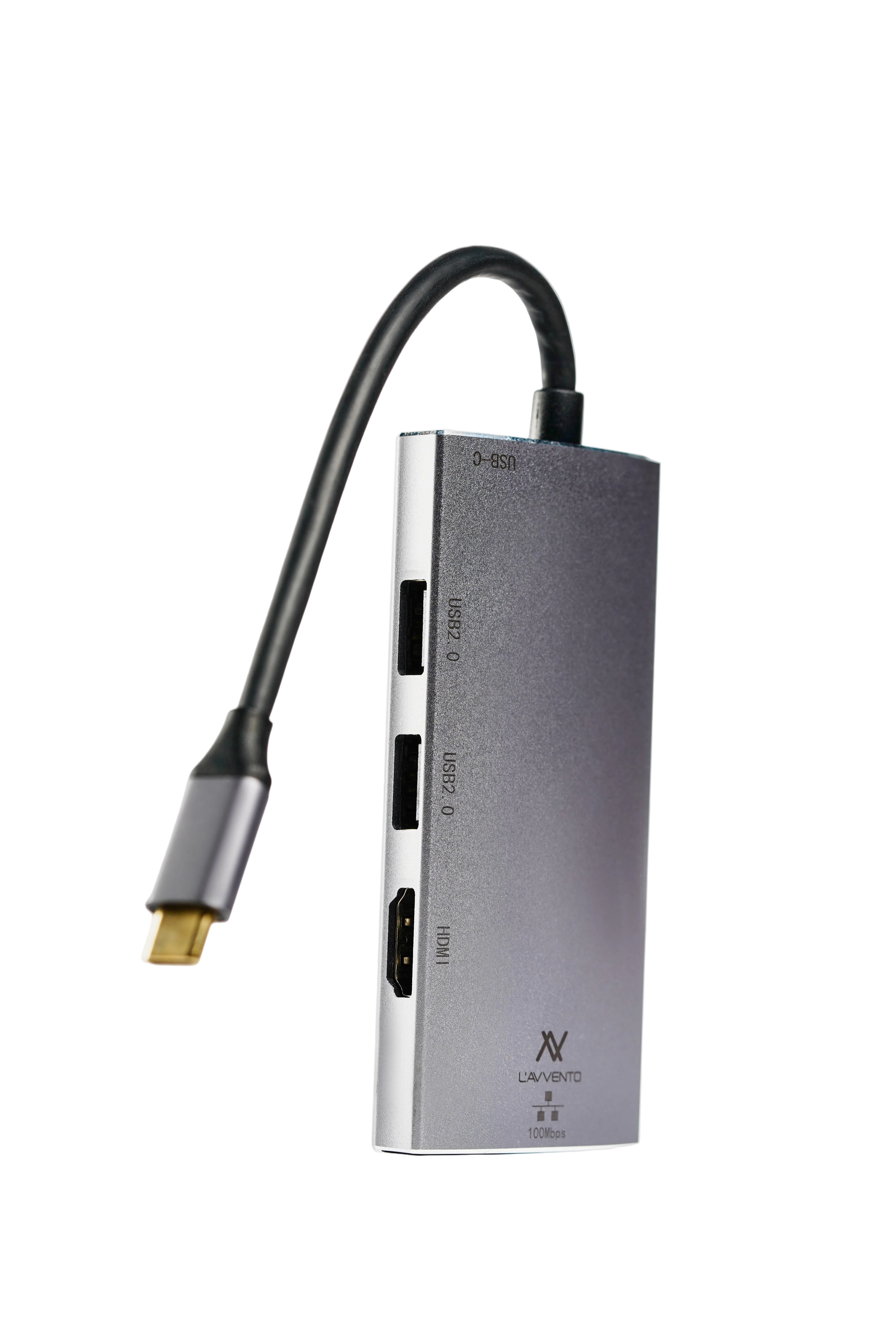 L'avvento Type-C Hub 5in 1, 2 USB 2.0, HDMI 4K, RJ45, 87W PD Power Output