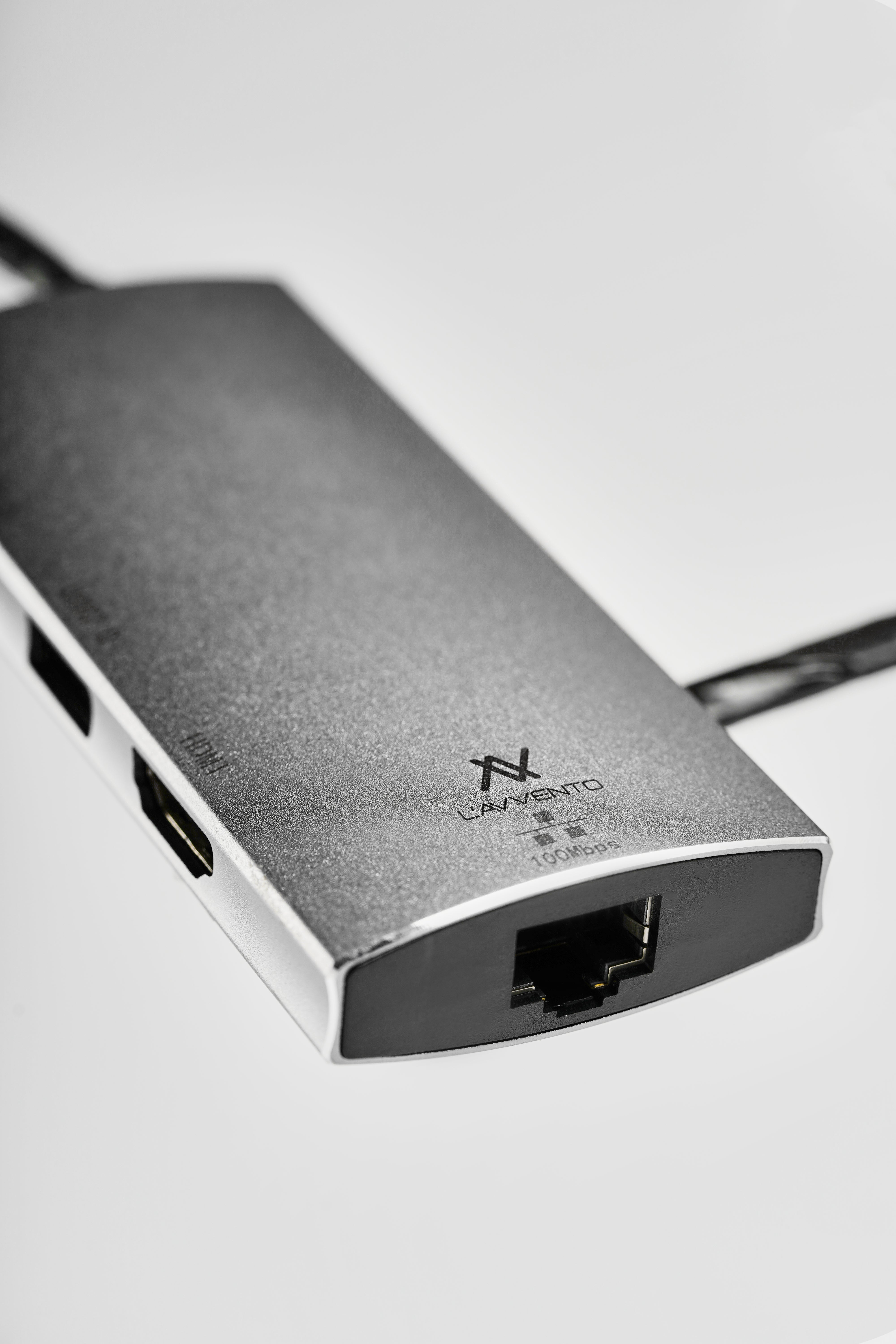 L'avvento Type-C Hub 5in 1, 2 USB 2.0, HDMI 4K, RJ45, 87W PD Power Output