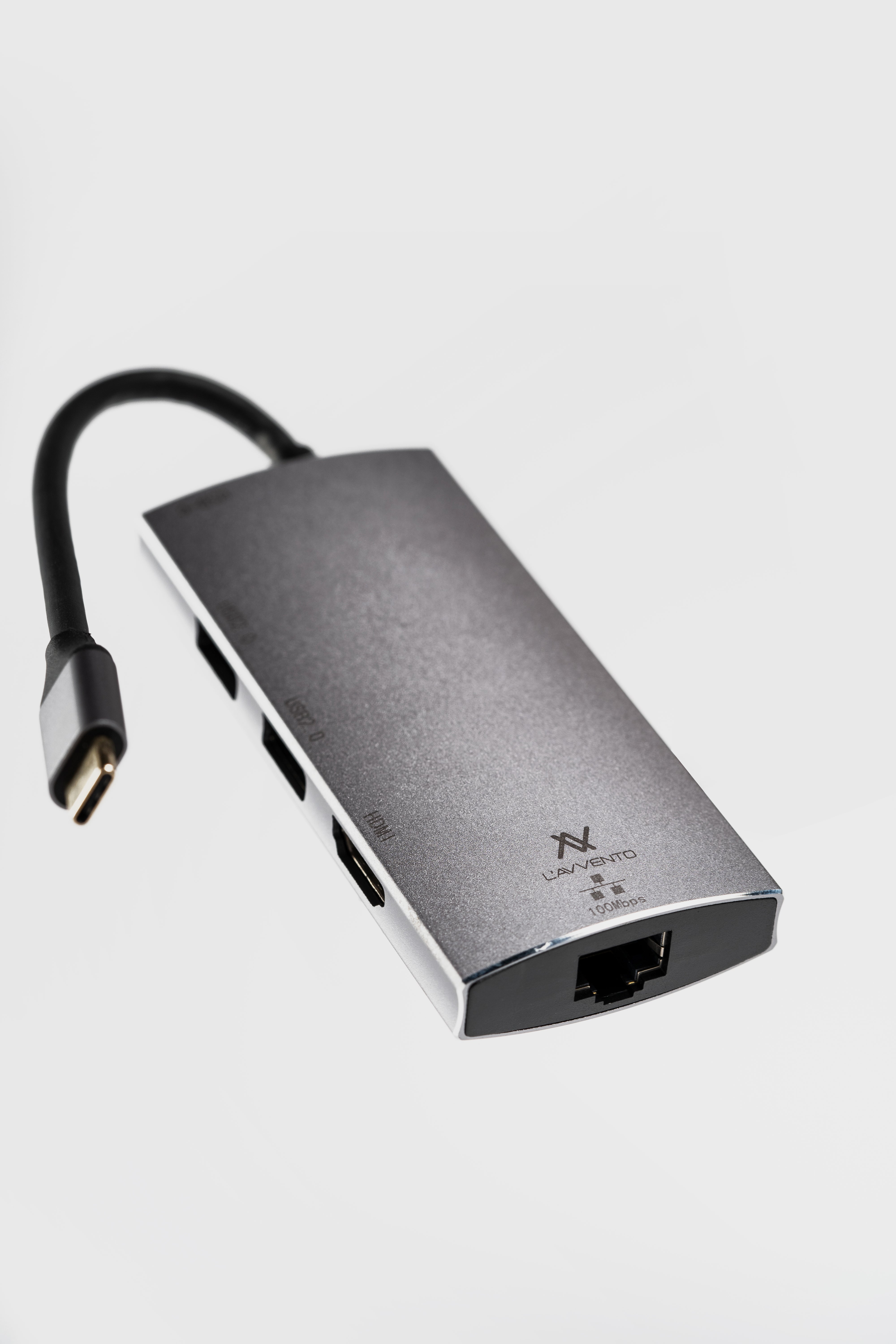 L'avvento Type-C Hub 5in 1, 2 USB 2.0, HDMI 4K, RJ45, 87W PD Power Output