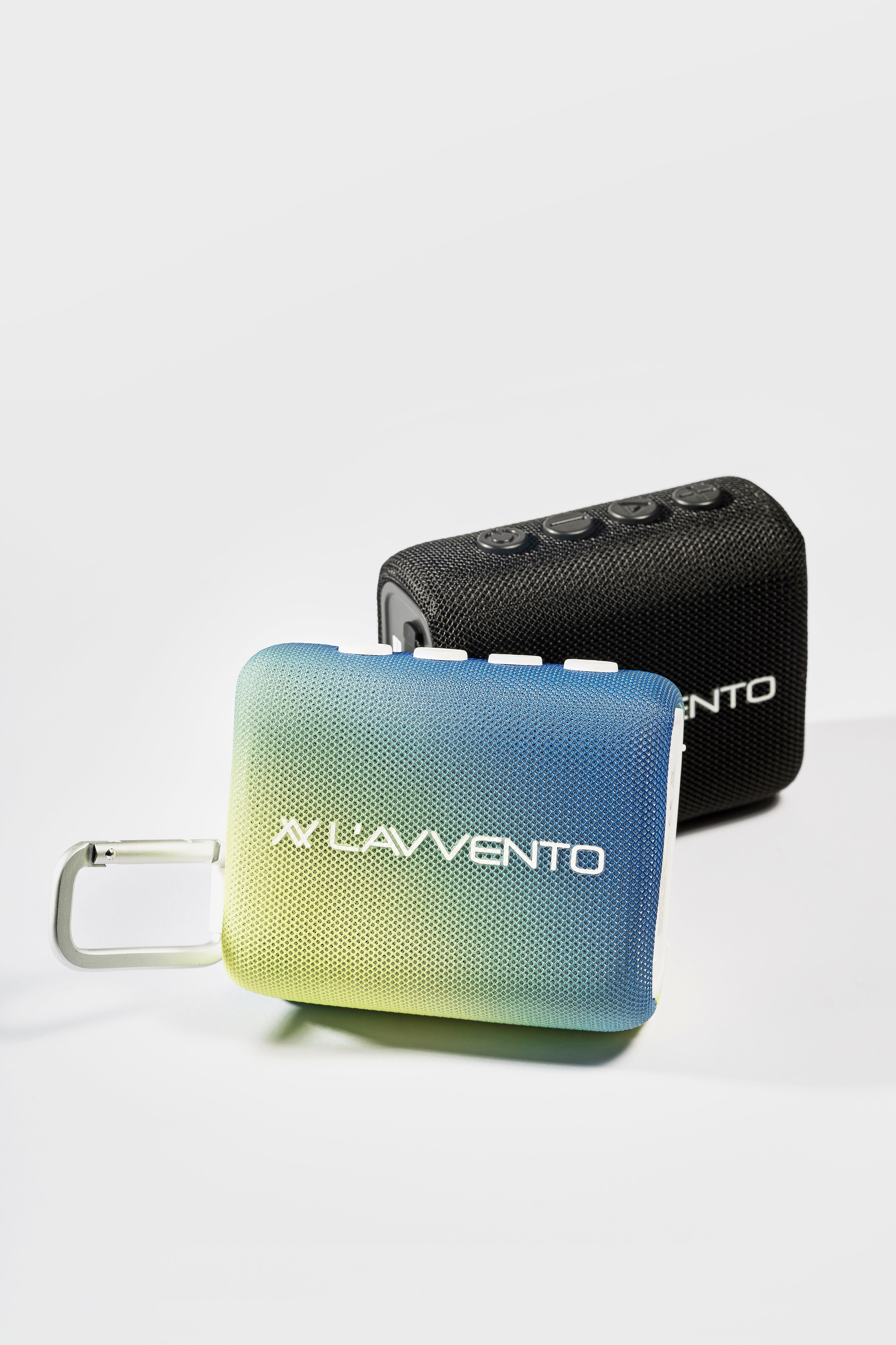 L'avvento Waterproof Speaker IPX7, 5.5W, 1500mAh, TWS, Voice Assistance, Metal Carabiner, Gradient Blue
