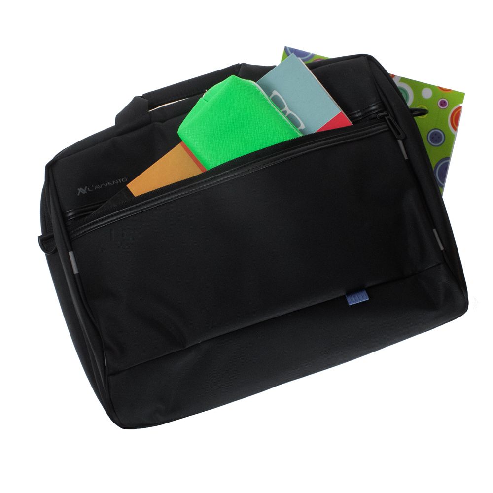 L'avvento Laptop Office Bag, 15.6" Black with L'avvento linning, With two bubble padding at two corner, With Laptop compartment