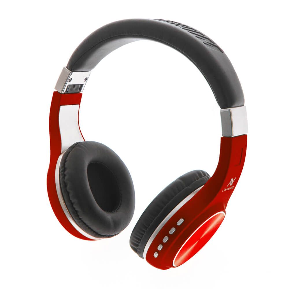 L'avvento Folding Bluetooth Headphone ,Stereo High Quality BT , With 40mm Speaker Driver With Microphone- Red Color