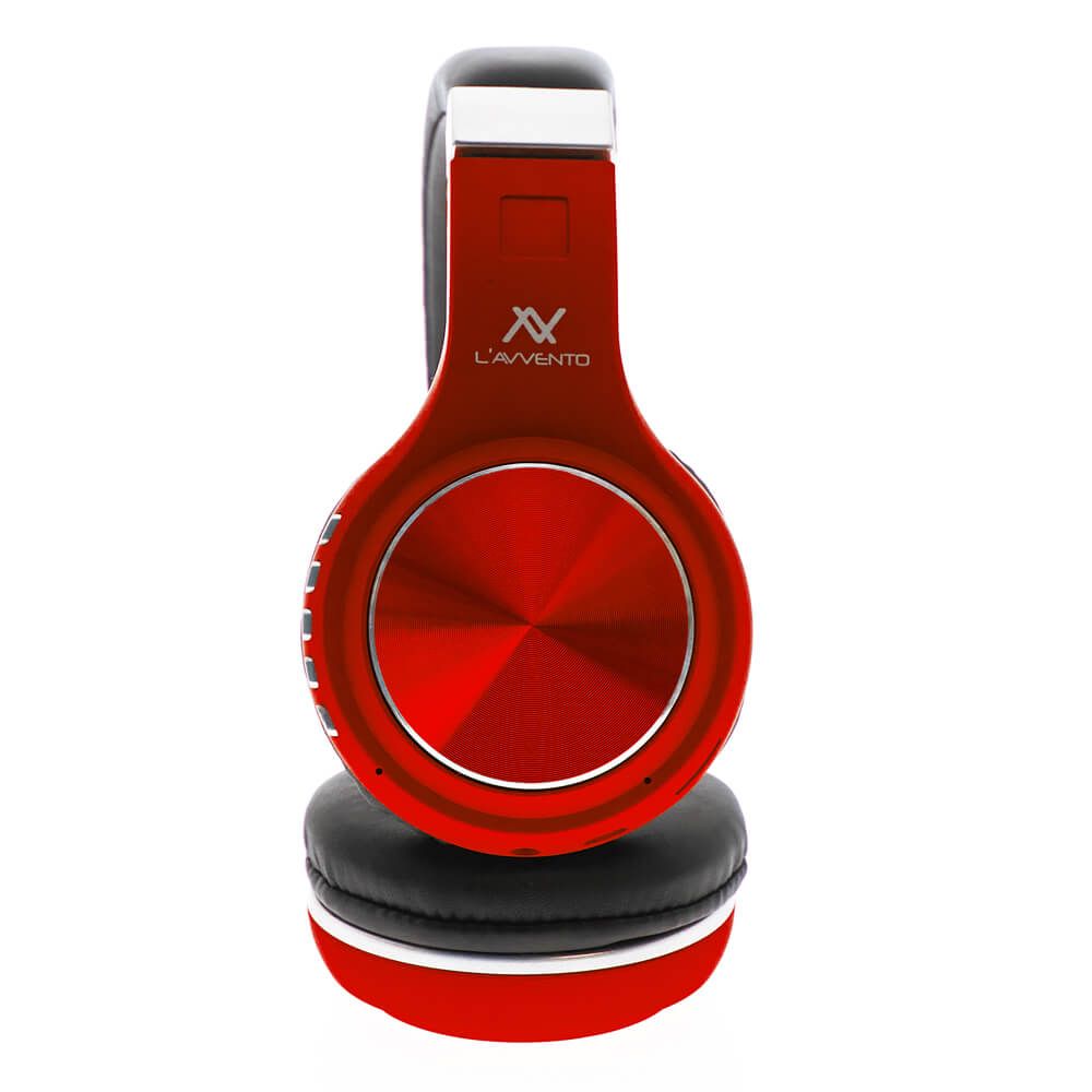 L'avvento Folding Bluetooth Headphone ,Stereo High Quality BT , With 40mm Speaker Driver With Microphone- Red Color