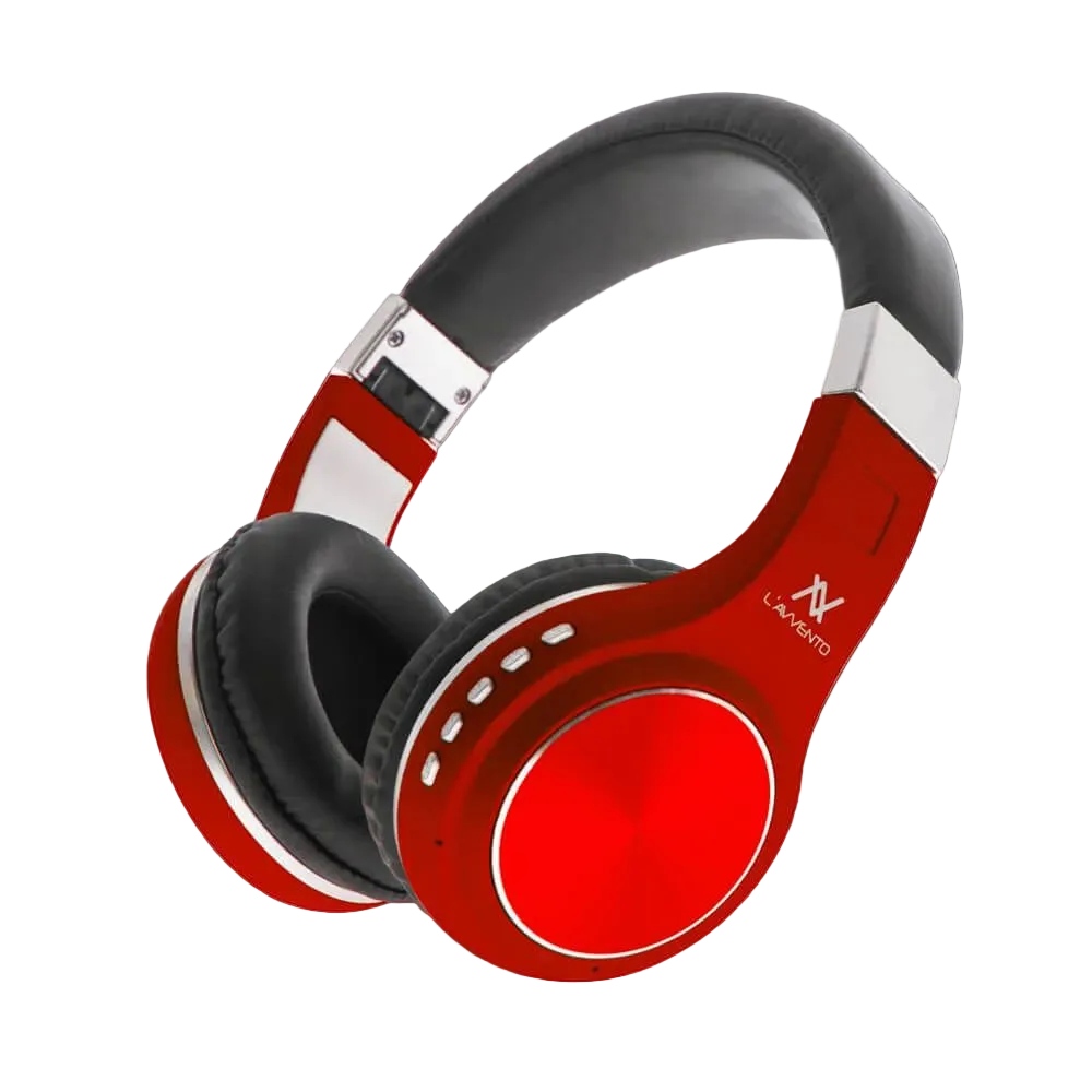 L'avvento Folding Bluetooth Headphone ,Stereo High Quality BT , With 40mm Speaker Driver With Microphone- Red Color
