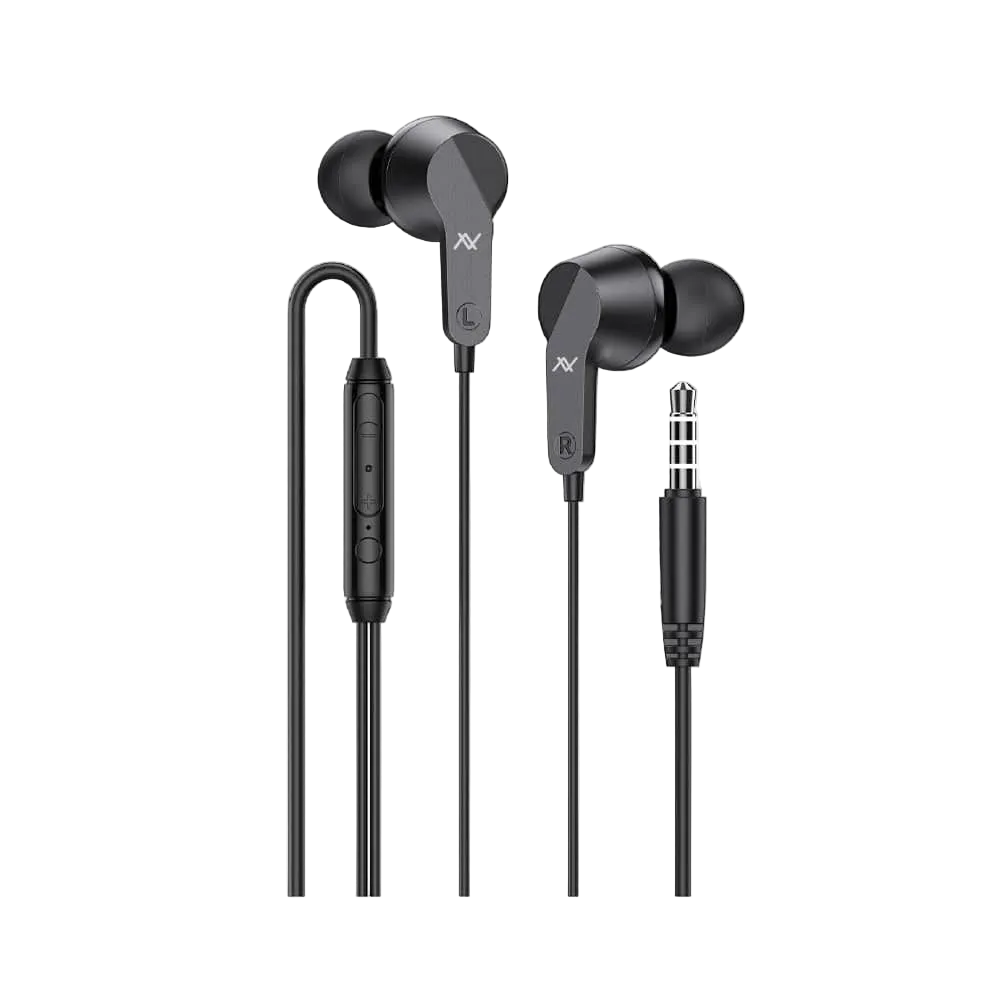 L'avvento Wired Earphone with Mic and Volume Control, 3.5mm, Black