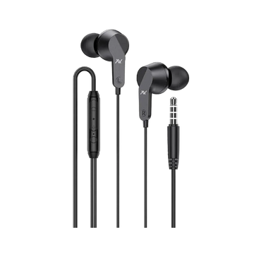 L'avvento Wired Earphone with Mic and Volume Control, 3.5mm, Black