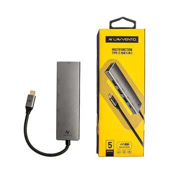 L'avvento Type-C Hub 5in 1, 3 USB 3.0, HDMI 4K, 87W PD Power Output