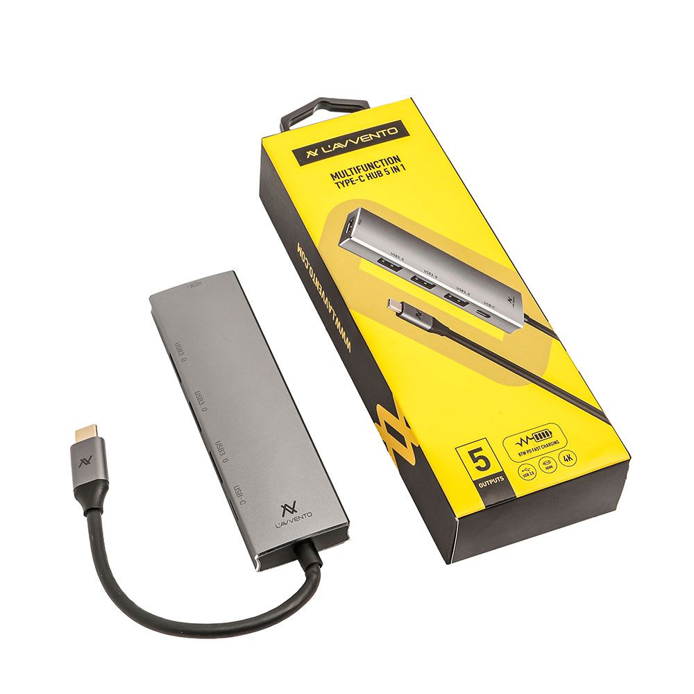 L'avvento Type-C Hub 5in 1, 3 USB 3.0, HDMI 4K, 87W PD Power Output