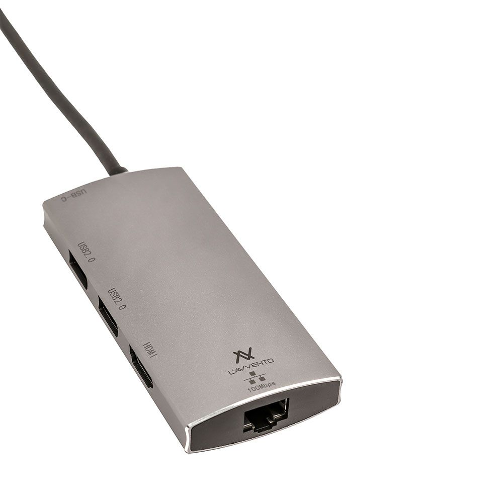 L'avvento Type-C Hub 5in 1, 2 USB 2.0, HDMI 4K, RJ45, 87W PD Power Output