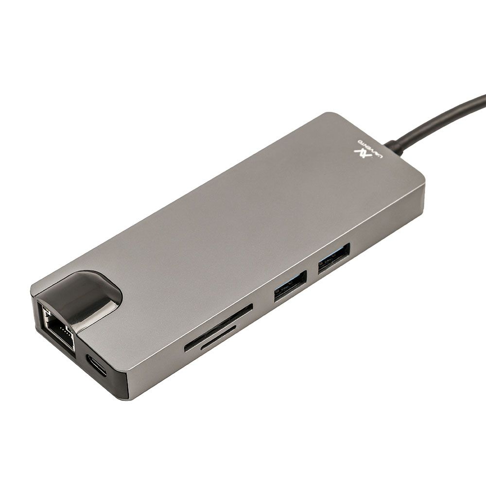 L'avvento Type-C Hub 8in 1, 2 USB 3.0, HDMI 4K, VGA, TF Card, RJ45, 87W PD Power Output