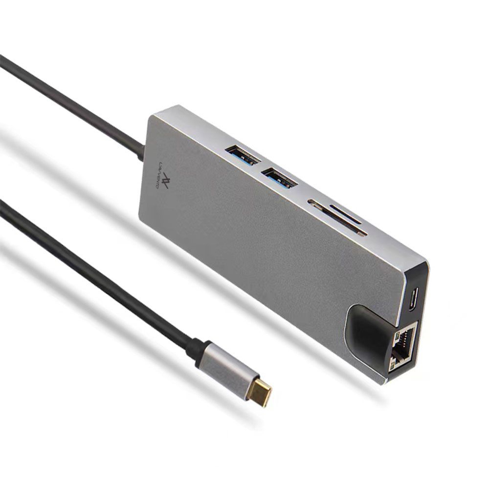 L'avvento Type-C Hub 8in 1, 2 USB 3.0, HDMI 4K, VGA, TF Card, RJ45, 87W PD Power Output